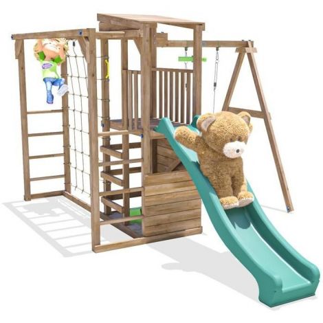 Complex de joaca ChallengeFort  cu leagan si tobogan verde, Dunster House - imagine 7